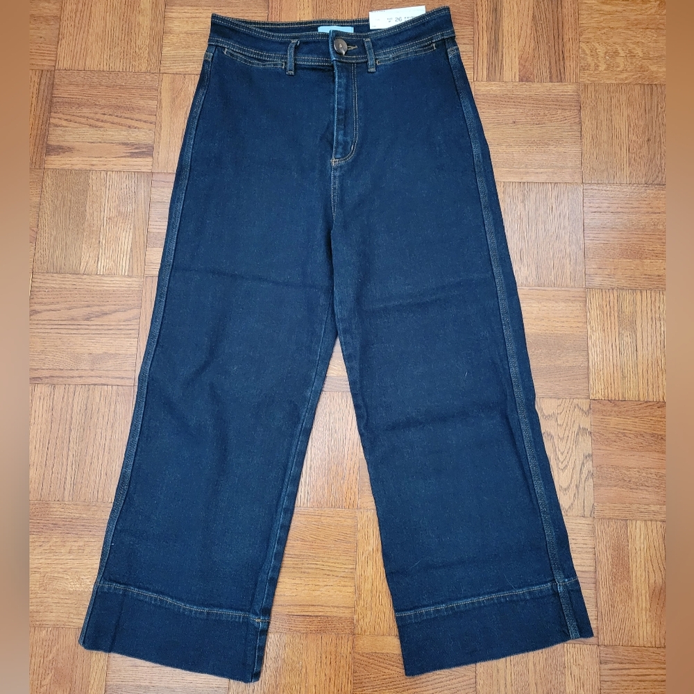 Loft wide leg high waisted cropped jeans 26/2p NWT